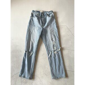 ABERCROMBIE & FITCH Ultra High Rose Denim Ankle Straight Pants Size 2 Short